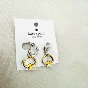 Kate Spade Statement Spade Charm Drop Earrings Gold, Silver Heart Drop Earrings